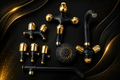 LUXURY MATTE BLACK GOLD SHOWER SET BRASS