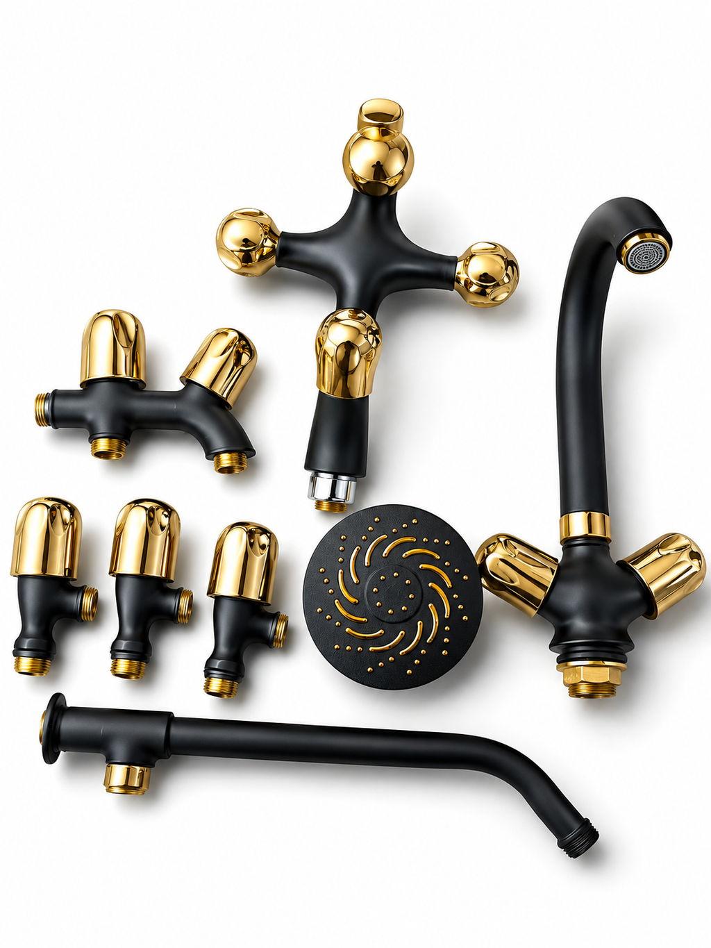 LUXURY MATTE BLACK GOLD SHOWER SET BRASS