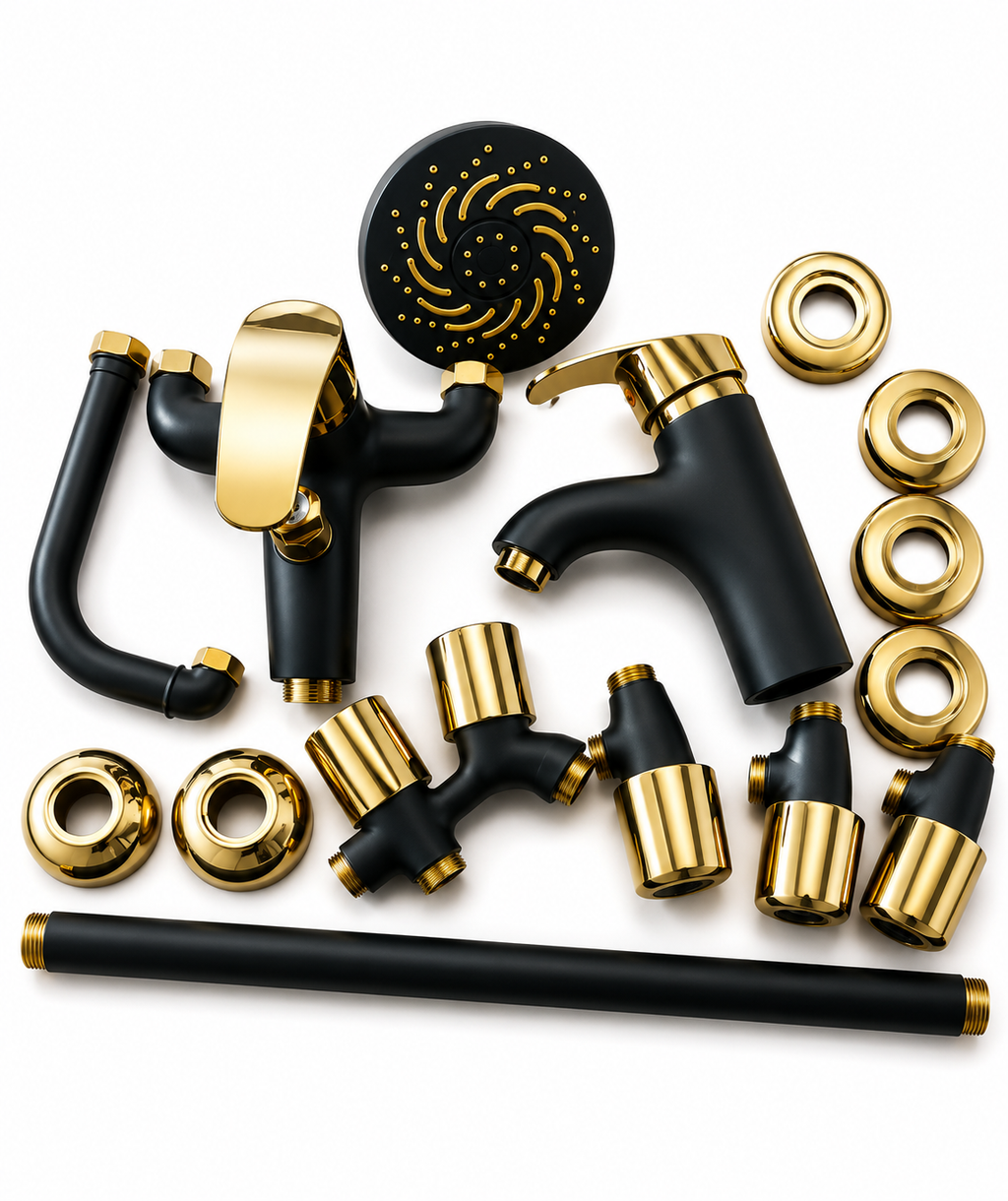 Black and gold Bathroom shower set Brass